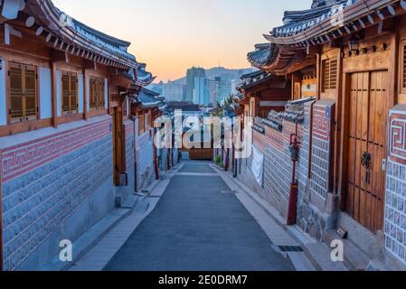 Street at Bukchon hanok village in Seoul, Republic of Korea Stock Photo