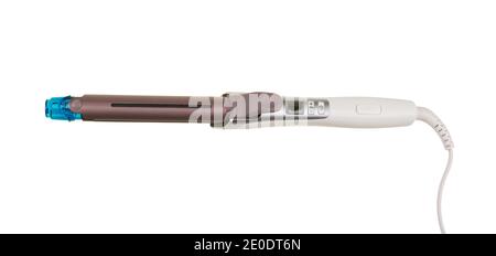Electric steam curling iron isolated on white background with clipping path. Steam curler Stock Photo