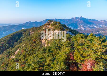 Bukhansan national park viewed from Inwangsan mountain in Seoul, Republic of Korea Stock Photo