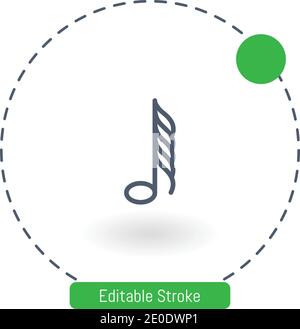 sixty fourth note vector icon editable stroke outline icons for web and mobile Stock Vector
