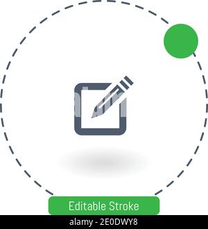 edit interface symbol of a pencil on a square outline paper vector icon editable stroke outline icons for web and mobile Stock Vector