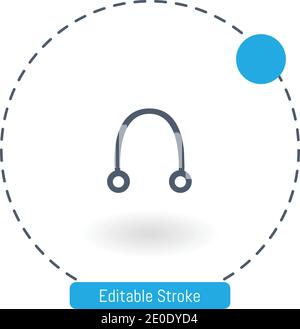 auricular vector icon editable stroke outline icons for web and mobile Stock Vector