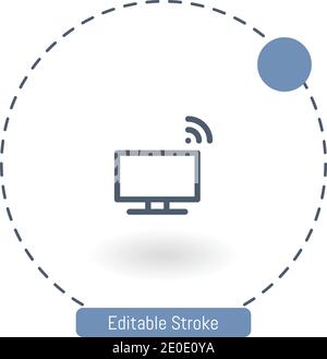 smart tv vector icon editable stroke outline icons for web and mobile Stock Vector
