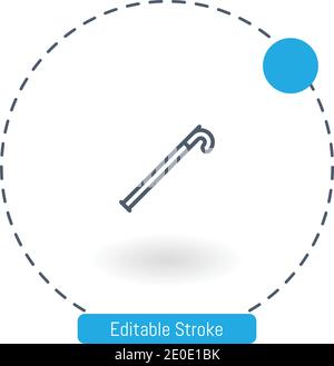 cane vector icon editable stroke outline icons for web and mobile Stock Vector