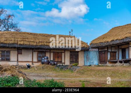 Traditional houses at Hahoe folk village in Republic of Korea Stock ...