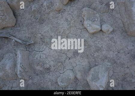 Crack soil on dry season, Global worming effect in spain Stock Photo