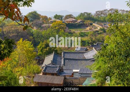 Typical farm houses at yangdong folk village in Republic fo Korea Stock Photo