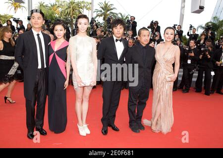 Actors Chang Fangyuan, Zhu Yawen, Qi Xi, director Ye Lou, Qin Hao and Hao Lei arriving at the Rust And Bone (De Rouille et D'Os) screening, as part of the 65th Cannes International Film Festival, at the Palais des Festivals in Cannes, southern France on May 17, 2012. Photo by Frederic Nebinger/ABACAPRESS.COM Stock Photo