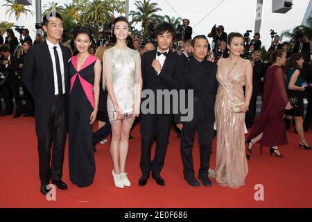 Actors Chang Fangyuan, Zhu Yawen, Qi Xi, director Ye Lou, Qin Hao and Hao Lei arriving at the Rust And Bone (De Rouille et D'Os) screening, as part of the 65th Cannes International Film Festival, at the Palais des Festivals in Cannes, southern France on May 17, 2012. Photo by Frederic Nebinger/ABACAPRESS.COM Stock Photo