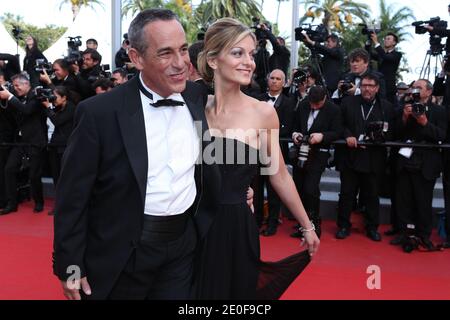 Thierry Ardisson and his girlfriend Audrey Crespo-Mara arriving at the Lawless screening held at the Palais Des Festivals as part of the 65th International Cannes Film Festival in Cannes, France on May 19, 2012. Photo by Frederic Nebinger/ABACAPRESS.COM Stock Photo