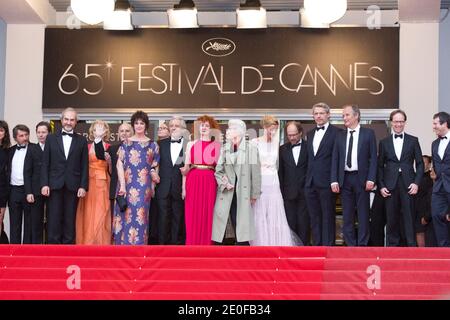 Producer Jean-Louis Livi, actors Anny Duperey, Pierre Arditi, Sabine Azema, director Alain Resnais, Anne Consigny,producer Bruno Podalydes Lambert Wilson and Hippolyte Girardot arriving at the 'Vous N'avez Encore Rien Vu' screening held at the Palais Des Festivals as part of the 65th International Cannes Film Festival in Cannes, France on May 21, 2012. Photo by Frederic Nebinger/ABACAPRESS.COM Stock Photo