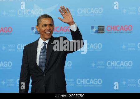 US President Barack Obama is pictured at an arrival ceremony during the NATO 2012 Summit at McCormick Place in Chicago, Illinois, IL, USA on May 20, 2012. Photo by Ludovic/Pool/ABACAPRESS.COM Stock Photo