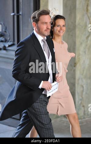 Chris O'Neill, the boyfriend of Swedish Princess Madeleine, and Sofia Helqvist, the girlfriend of Prince Carl Philip, arrive for the christening of the Swedish Princess Estelle at the Royal Chapel (Slottskyrkan) in Stockholm, Sweden, 22 May 2012. The daughter of Crown Princess Victoria and Prince Daniel of Sweden was born on 23 February 2012. Photo by Nicolas Gouhier/ABACAPRESS.COM Stock Photo