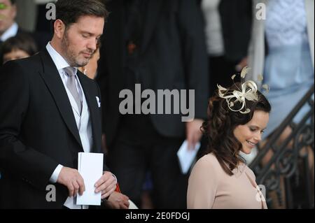 Chris O'Neill, the boyfriend of Swedish Princess Madeleine, and Sofia Helqvist, the girlfriend of Prince Carl Philip, arrive for the christening of the Swedish Princess Estelle at the Royal Chapel (Slottskyrkan) in Stockholm, Sweden, 22 May 2012. The daughter of Crown Princess Victoria and Prince Daniel of Sweden was born on 23 February 2012. Photo by Nicolas Gouhier/ABACAPRESS.COM Stock Photo