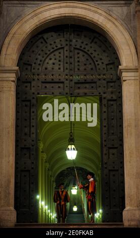 Swiss guards at the Bronze Door, the main access to the apostolic