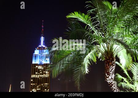 View of the Outdoor Rooftop Bar '230 fifth'. It's panoramic terrace provides you with a magnificent view of Manhattan but also on the Empire State Building in New York City, NY, USA on May 25, 2012. Photo by Marie Psaila/ABACAPRESS.COM Stock Photo