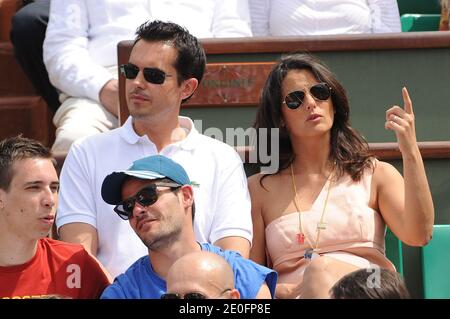 Faustine Bollaert and her boyfriend Maxime Chatame attending the men's 2nd tour of the French Open 2012, played at the Roland Garros stadium in Paris, France, on May 30, 2012. Photo by Gorassini-Guibbaud/ABACAPRESS.COM Stock Photo