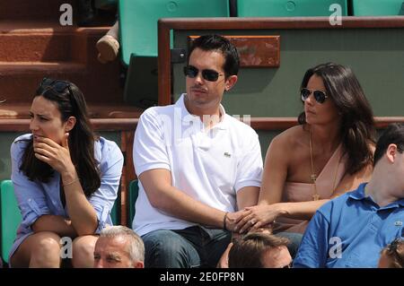 Faustine Bollaert and her boyfriend Maxime Chatame attending the men's 2nd tour of the French Open 2012, played at the Roland Garros stadium in Paris, France, on May 30, 2012. Photo by Gorassini-Guibbaud/ABACAPRESS.COM Stock Photo