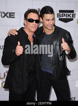 Jean-Claude Van Damme and Kristopher Van Varenberg arrive at Spike TV's 6th Annual Guys Choice Awards at Sony Pictures Studios in Los Angeles, CA, USA, on June 2, 2012. Photo by Lionel Hahn/ABACAPRESS.COM Stock Photo