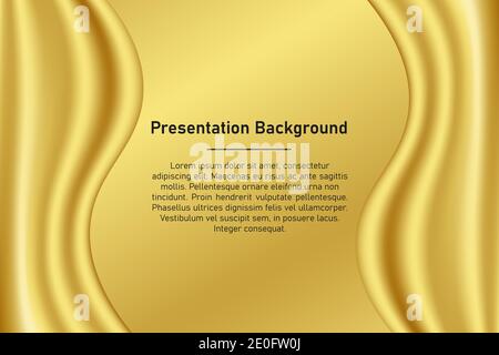 Gold wave background for business presentation Stock Vector
