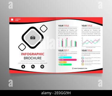 Bifold brochure infographic template with flat style Stock Vector