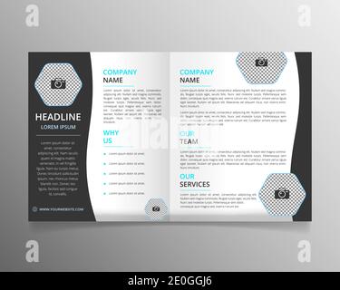 Bifold brochure template with hexagonal shapes Stock Vector