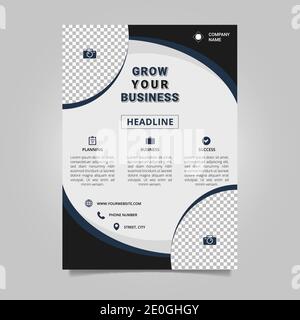 Blue and black corporate flyer template Stock Vector