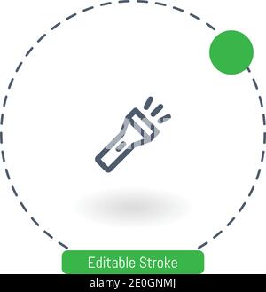 flashlight vector icon editable stroke outline icons for web and mobile Stock Vector