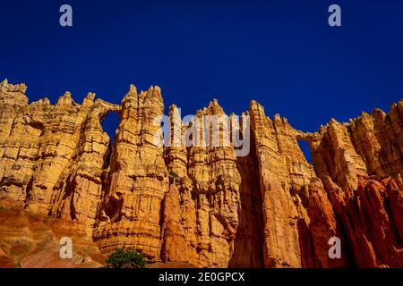 Wall of Windows in Bryce Amphitheater, Bryce Canyon National Park, Utah Stock Photo