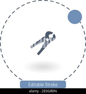 forceps of dentist tools vector icon editable stroke outline icons for web and mobile Stock Vector