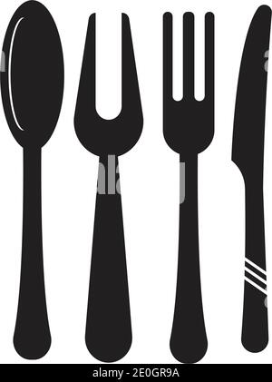 Cutlery vector icon illustration sign Cutlery and Kitchen Set Icon Design Template Stock Vector