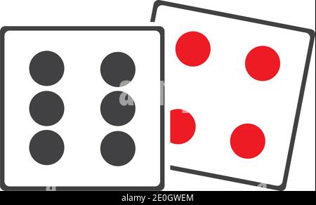 Dices sign icon. Casino game symbol. Flat dice icon. Round button with flat game icon Vector Stock Vector