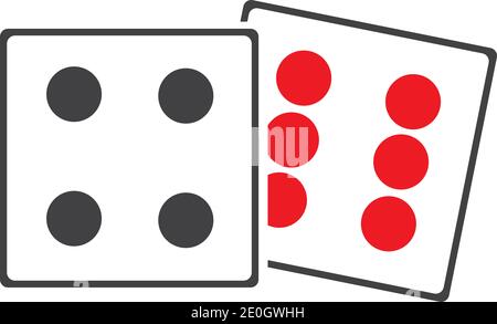 Dices sign icon. Casino game symbol. Flat dice icon. Round button with flat game icon Vector Stock Vector