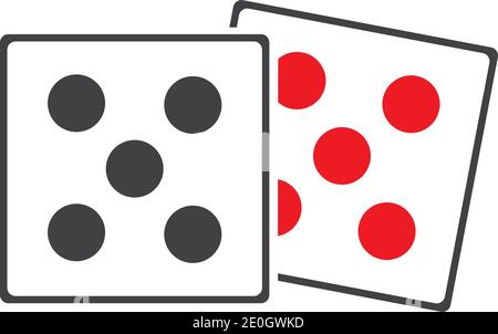 Dices sign icon. Casino game symbol. Flat dice icon. Round button with flat game icon Vector Stock Vector