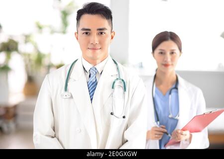 two doctors standing  in Hospital Stock Photo
