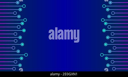 Cyberpunk Circuit Board Background Design Template. Abstract Technology Vector Illustration. Sci-Fi PCB Trace Data Transfer Design Concept. Neon Blue Stock Vector