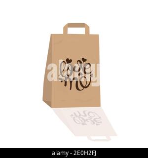 Gift paper crafting package. Valentines Day. Calligraphic inscription. Love me. Stock Vector