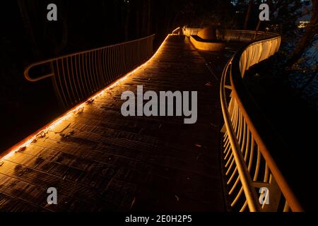 The Noosa boardwalk at night in Queensland, Australia. Stock Photo