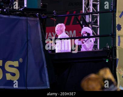 New York, NY - December 31, 2020: Cynthia Ann Stephanie Lauper known as Cyndi Lauper performs during 2021 New Year celebration on Times Square Stock Photo