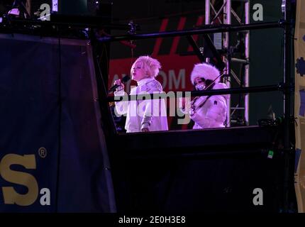 New York, NY - December 31, 2020: Cynthia Ann Stephanie Lauper known as Cyndi Lauper performs during 2021 New Year celebration on Times Square Stock Photo