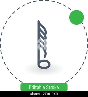 hemidemisemiquaver vector icon editable stroke outline icons for web and mobile Stock Vector