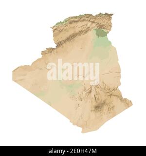 Relief map of Algeria. Color physical map.  Vector illustration. Stock Vector