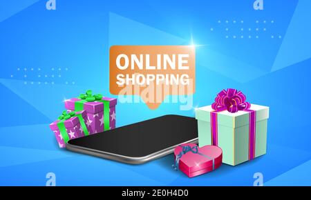 Shopping Online on Website or Mobile Application Vector Concept Marketing illustration Stock Vector