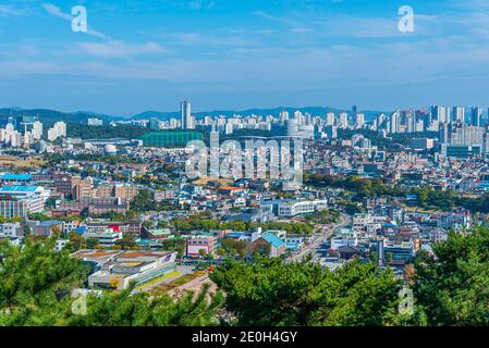 Aerial view of Suwon from Hwaseong fortress, Republic of Korea Stock Photo