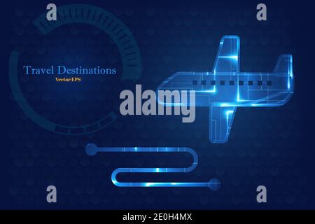 Abstract glow airplane flight transport sign vector Stock Vector