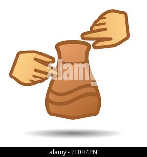 Man making pottery on wheel vector, artist during handicraft illustration Stock Vector