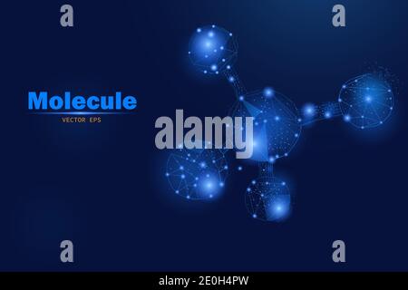 Molecule structure. Low poly wireframe. Science futuristic concept Stock Vector