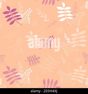 Abstract leaves on orange background seamless pattern Stock Vector