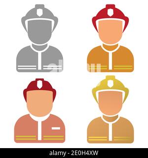 Firefighter Character set. Vector illustration on a white background. Stock Vector