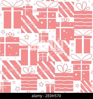 Gift box seamless pattern on white background Stock Vector